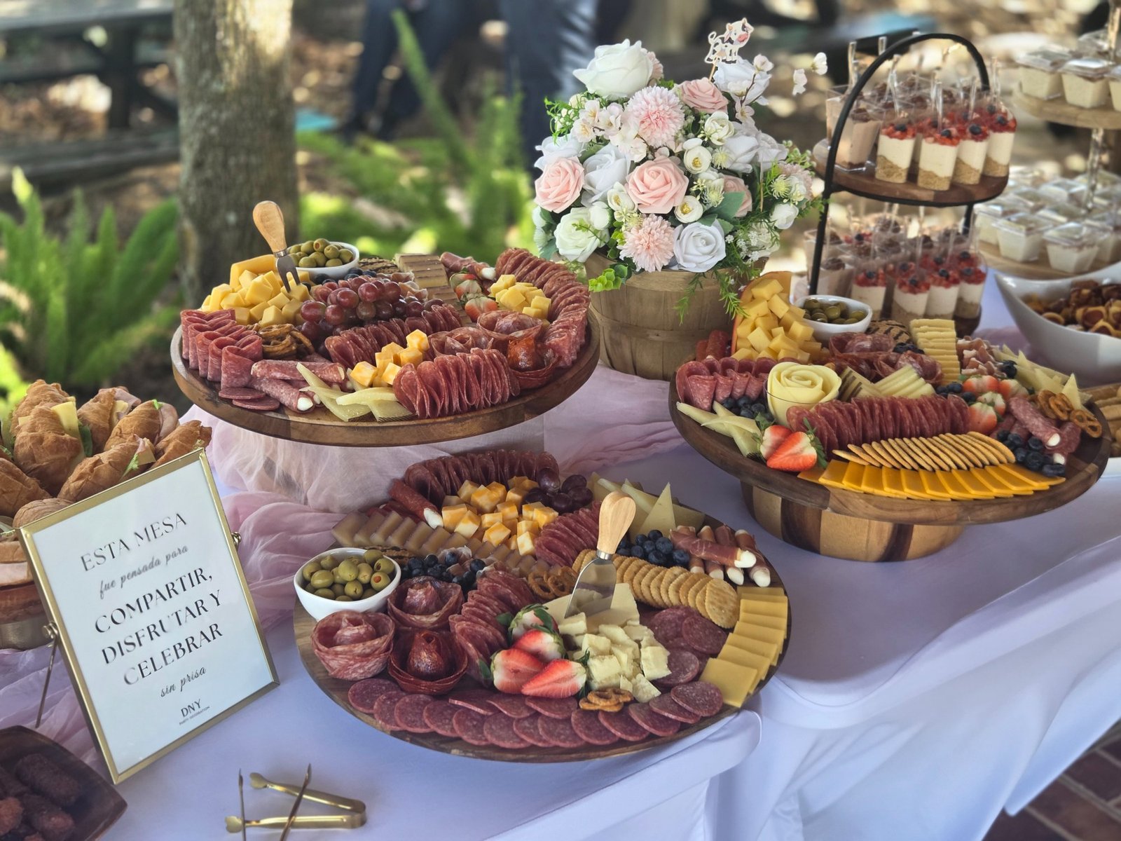 Charcuterie and dessert catering display